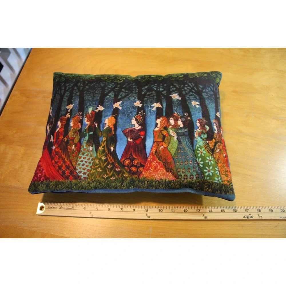 Sacred Grove Tapestry Pillow Ladies Royalty Forest Doves Whimsical 12 Women